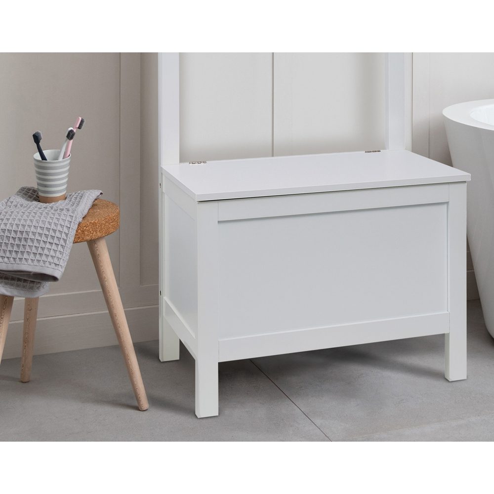 Noa and Nani Karlstad Single Door White Bathroom Cabinet with Coat Hooks and Rail Image 4