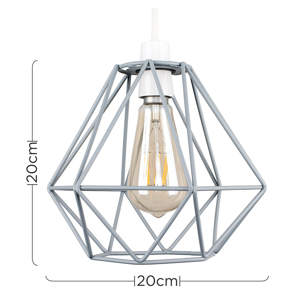 ValueLights Diablo Grey Industrial Wire Frame Pendant Shade Image 9