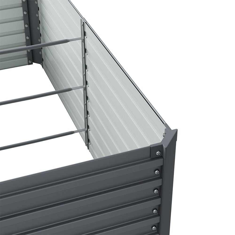 Living and Home Grey Large Rectangular Galvanised Steel Raised Garden Bed 160 x 80cm Image 3