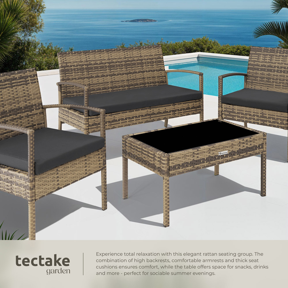 tectake Sparta 4 Seater Natural Rattan Garden Lounge Set Image 4
