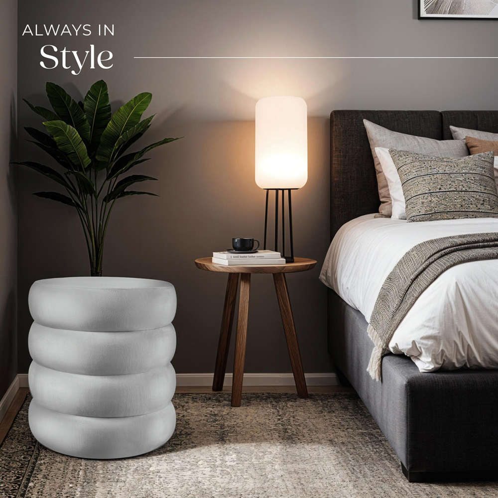 tectake Altu Grey Velvet Look Stool with Storage Image 3