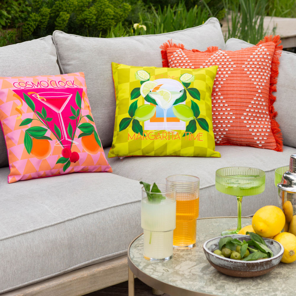 furn. Cosmo O' Clock Abstract Pink Polyester Filled Outdoor Cushion Image 5