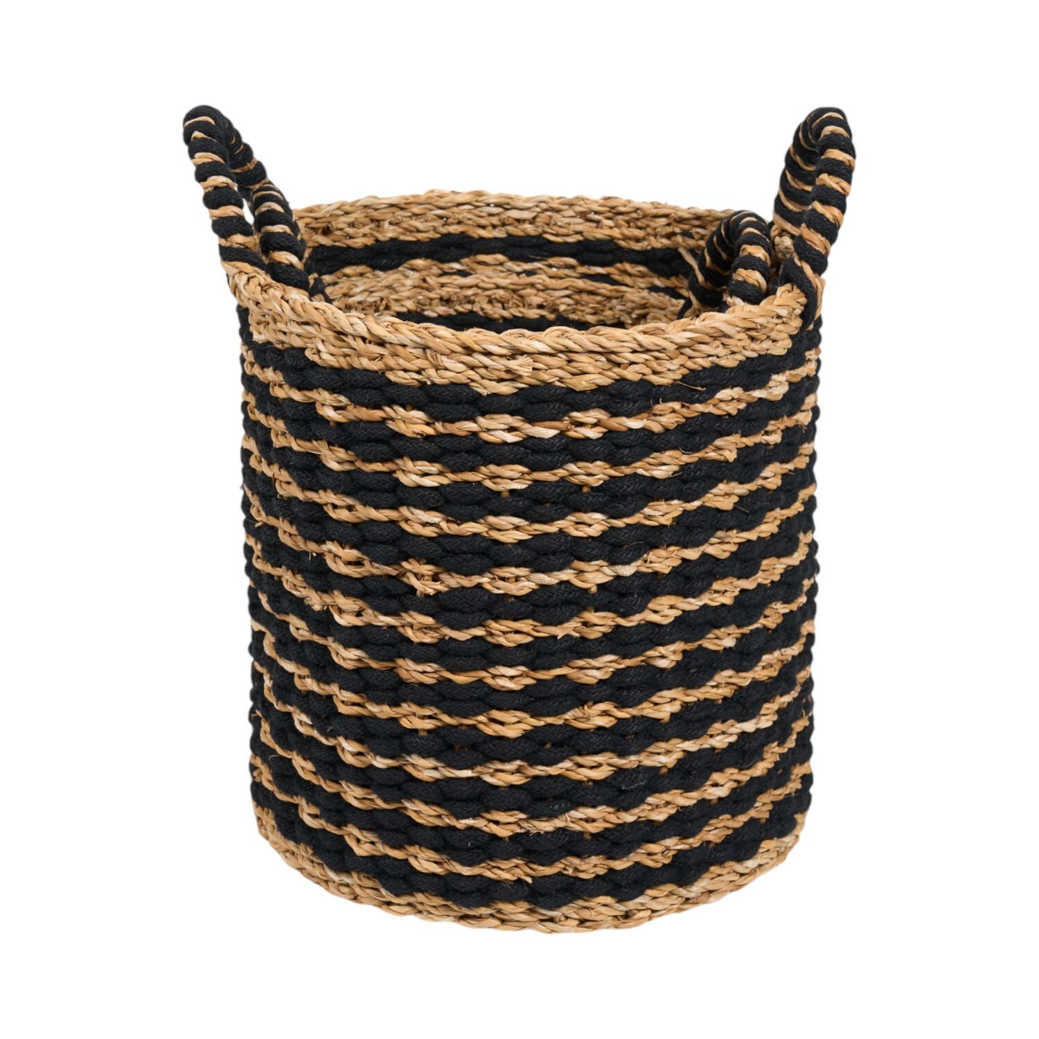 Set of 2 Black and Natural Storage Baskets Image 2
