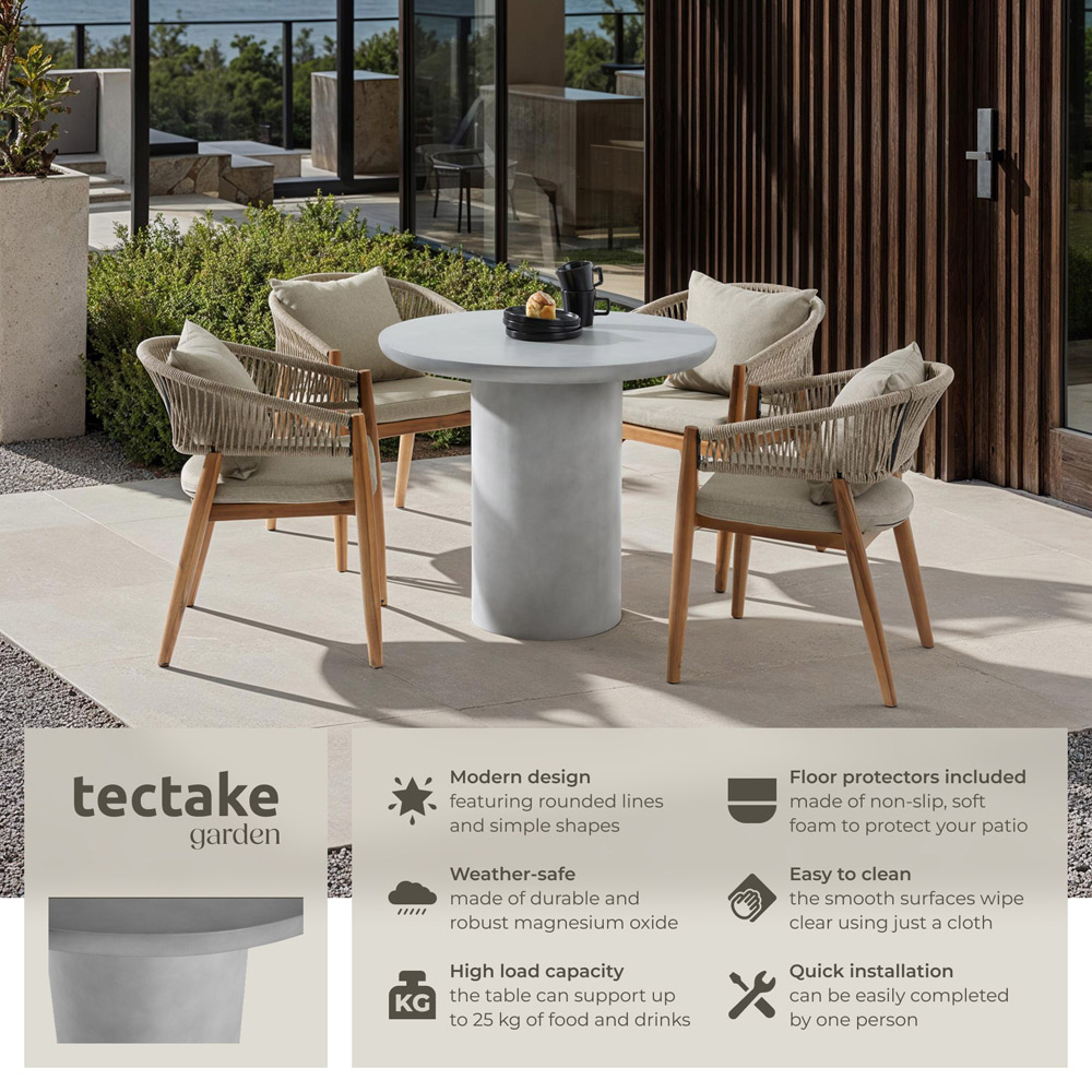 tectake Talmi Stone Grey Round Garden Table Image 6