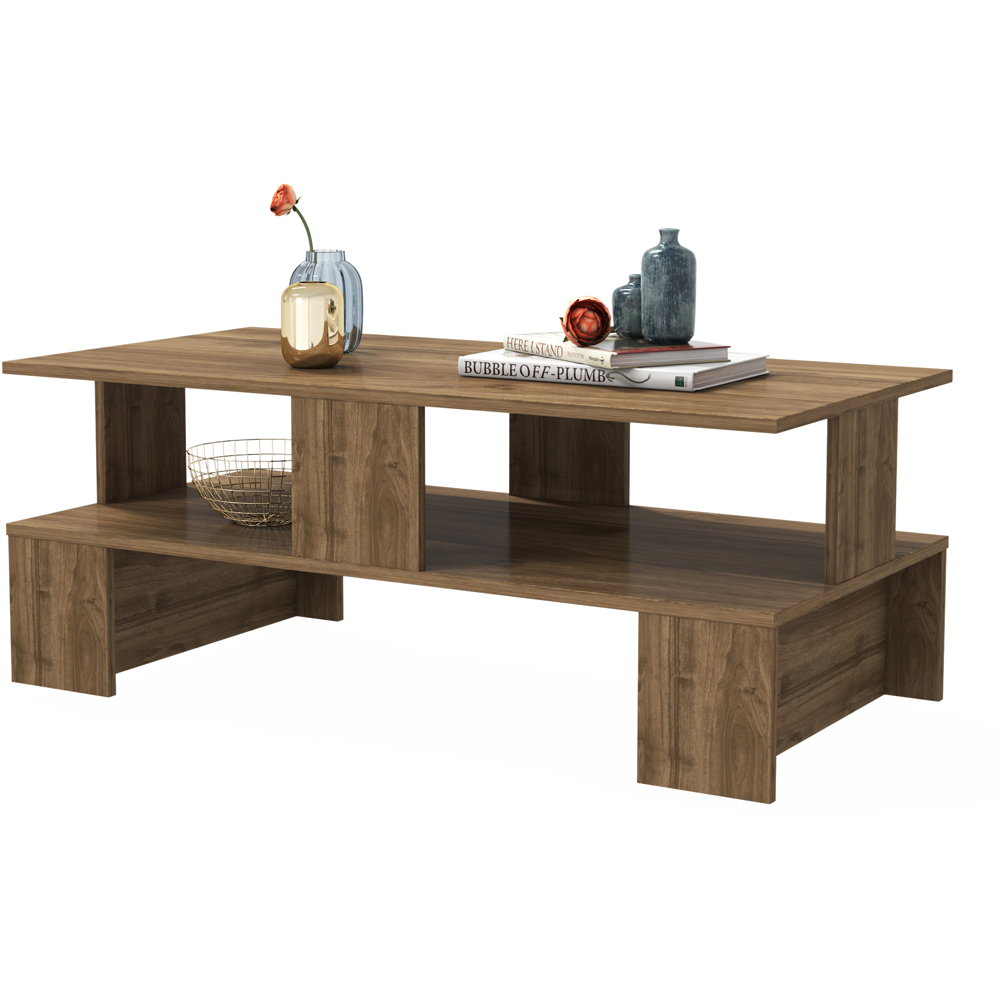 Decorotika Evans Single Shelf Walnut Coffee Table Image 3