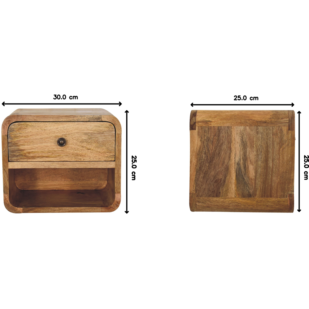 Artisan Furniture Mini Oak Single Drawer Single Shelf Mango Wood Floating Open Bedside Table Image 8