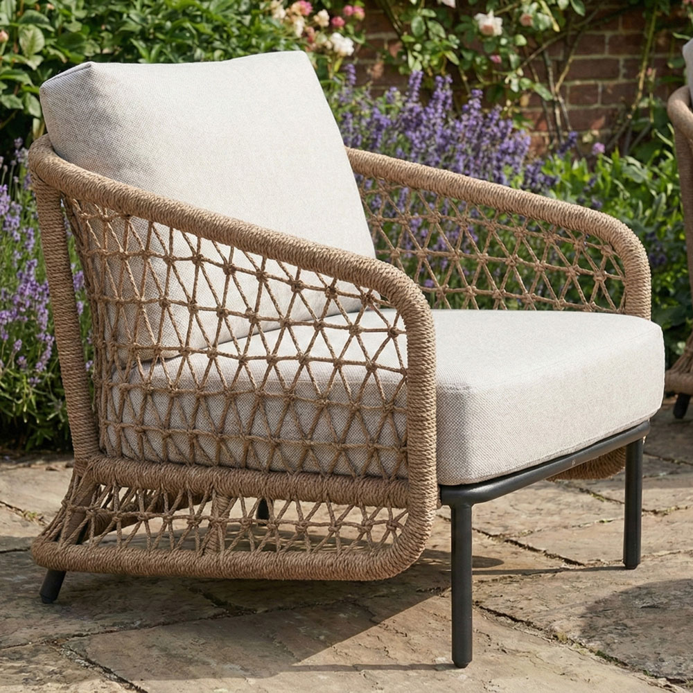 Norfolk Collection Peakdale Beige Twisted Wicker 4 Seater Outdoor Sofa Set Image 8