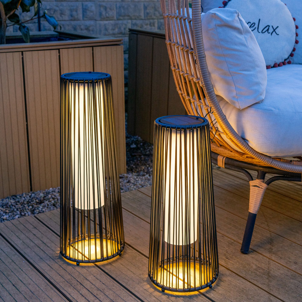ValueLight Rattan Black Large Solar Floor Lamp Image 2