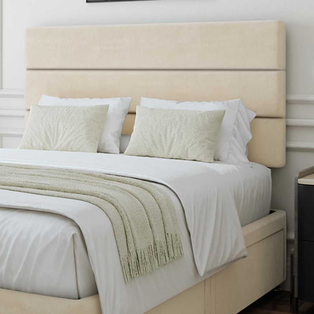 Bedmaster Small Double Cream Naples Velvet 4 Drawer Divan Base with Milan Headboard Image 2
