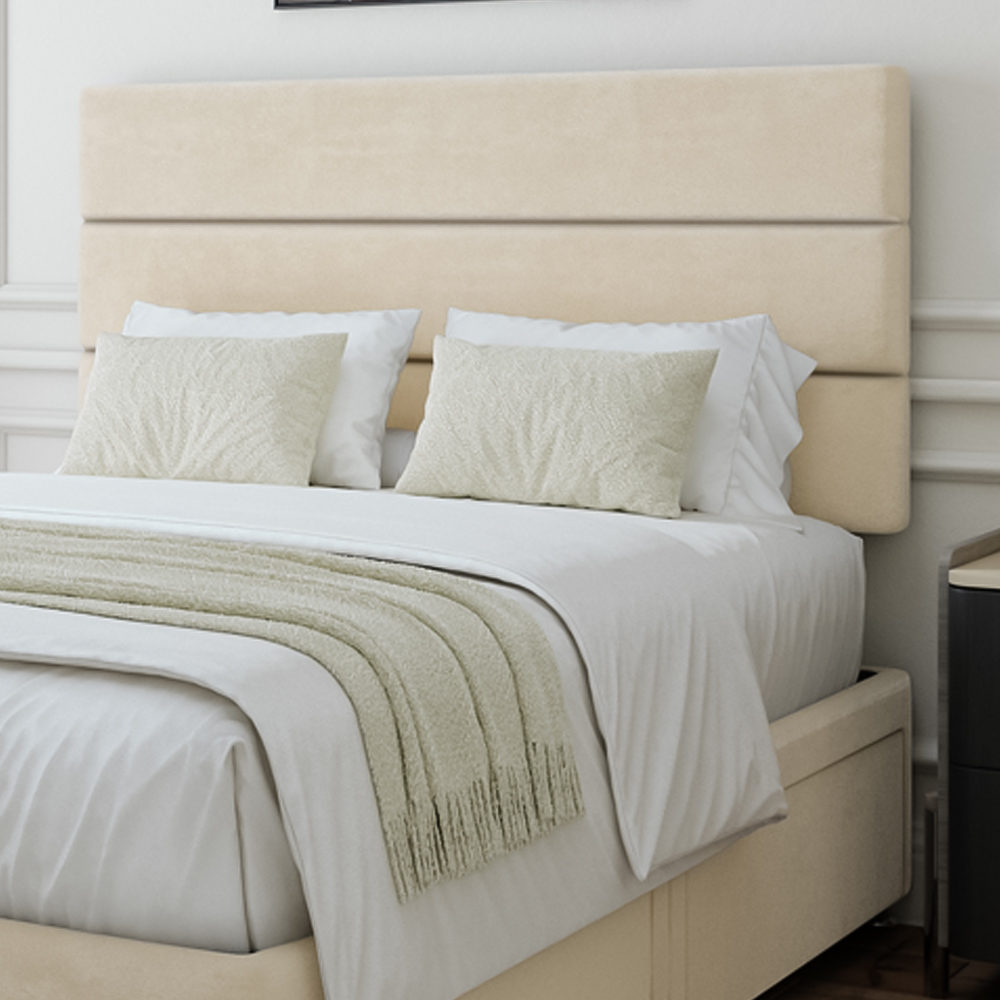 Bedmaster Double Cream Naples Velvet 4 Drawer Divan Base with Milan Headboard Image 2