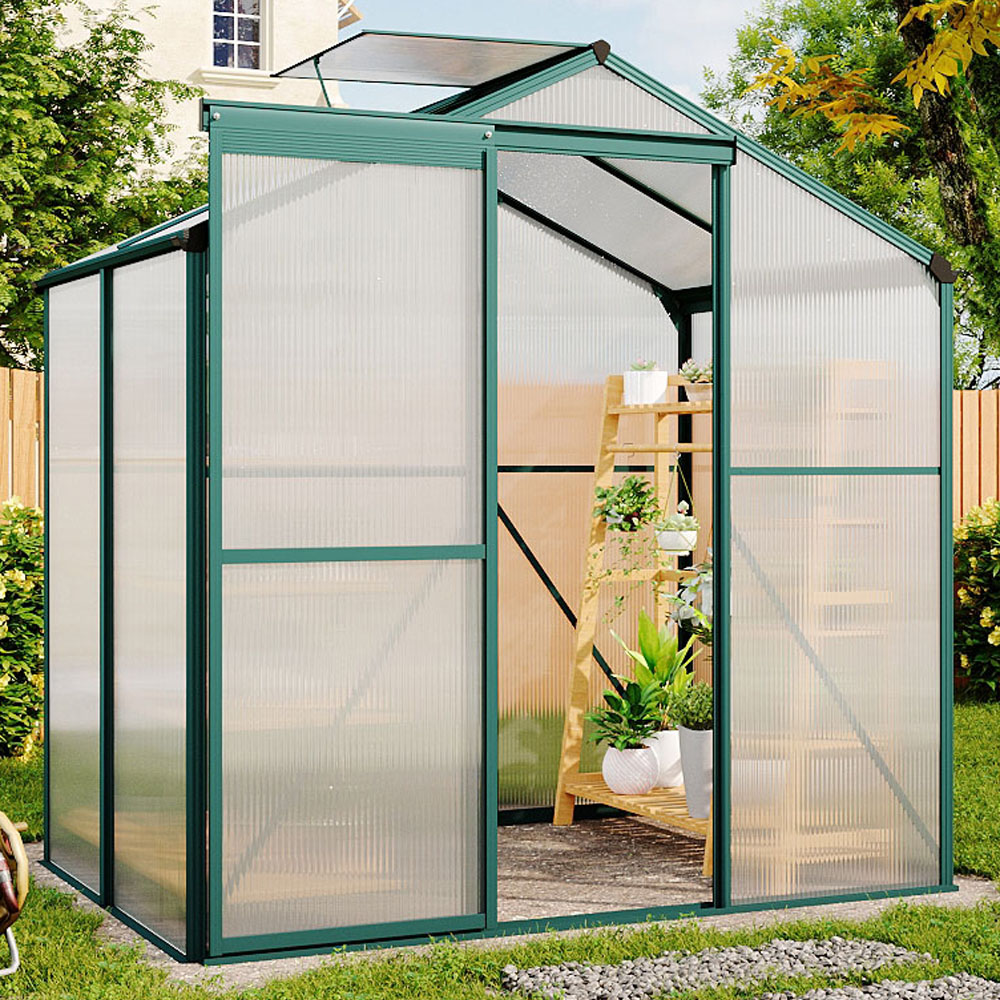 Living and Home Green Aluminium Frame 4 x 6ft Greenhouse Image 6