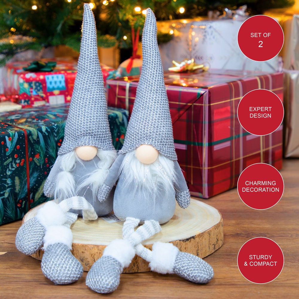 The Christmas Workshop Grey Hanging Legs Gonk Decoration 45cm 2 Pack Image 7