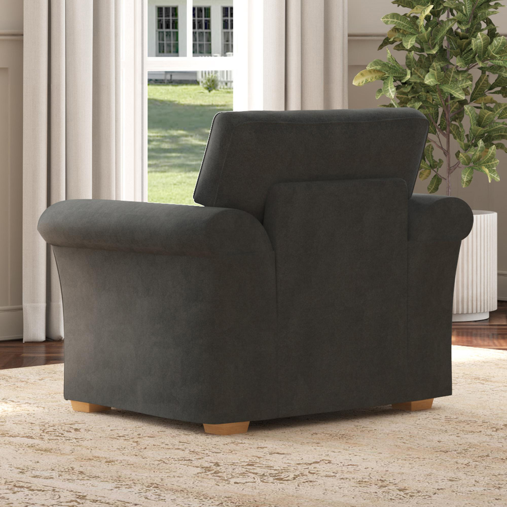 Castleacre Steel Plush Velvet Fixed Back Armchair Image 6