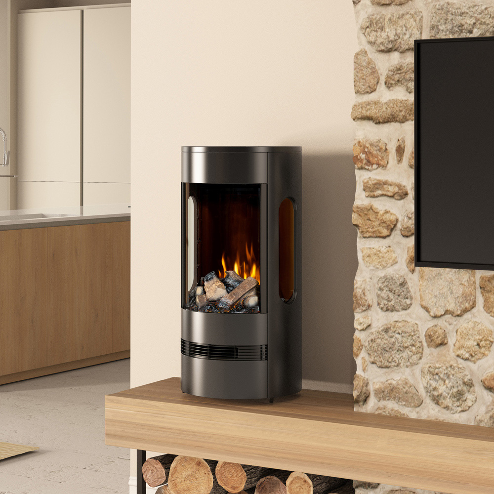 Be Modern Burtree 3 Sided Black Freestanding Electric Stove 2kW Image 2