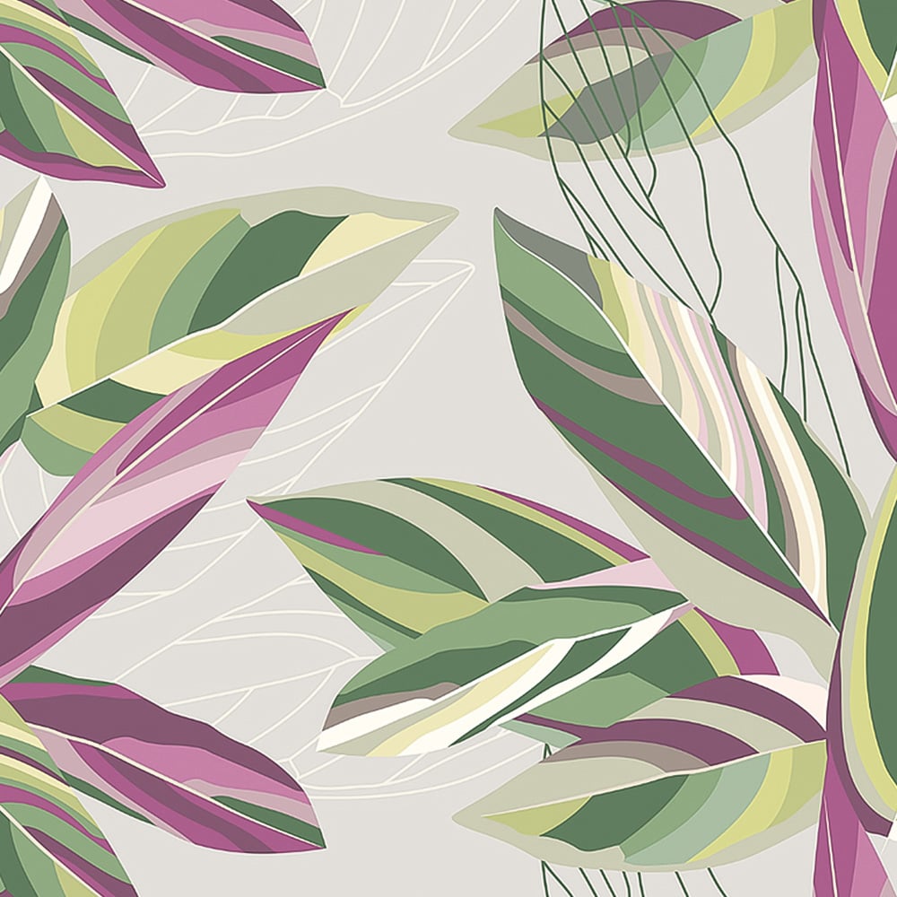 Origin Murals Botanical Calathea Leaves Grey Wall Mural Image 2