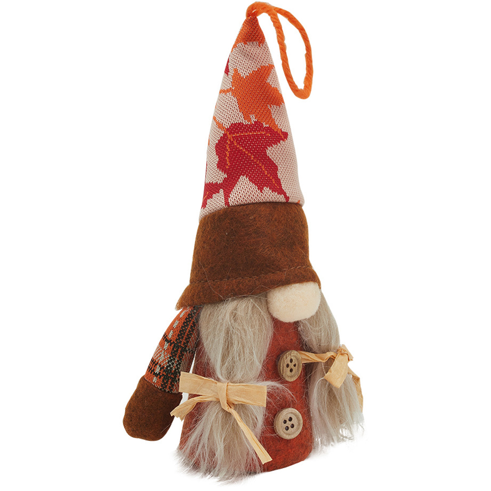 Living and Home Orange Thanksgiving Harvest Maple Gnome LED Ornament 17cm Image 3