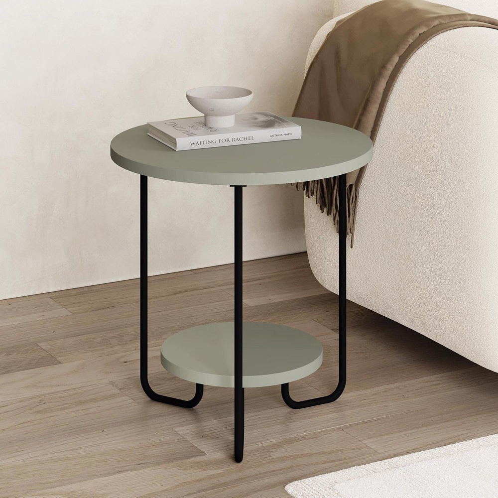 FWStyle Corro 2 Tier Ash Green Side Table Image 5