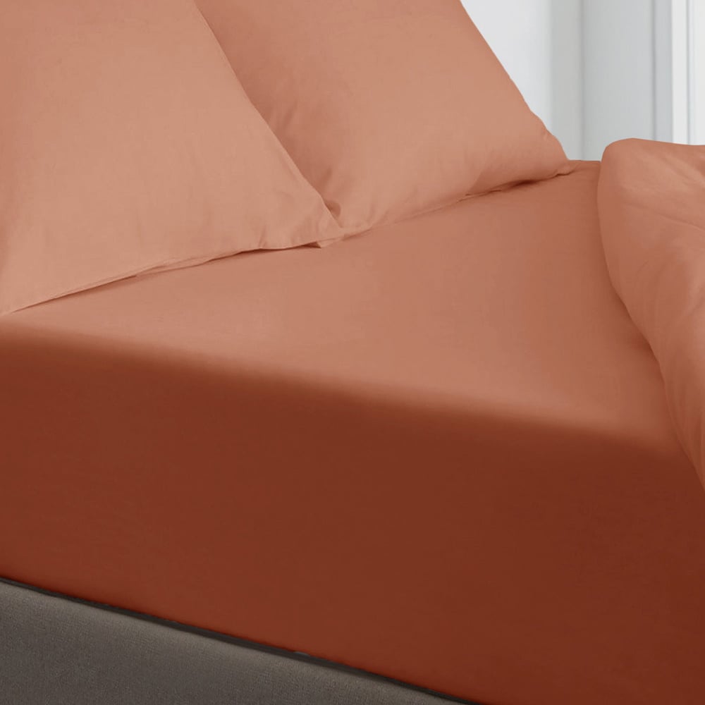 Velosso Microfibre Double Orange Fitted Sheet Image 2