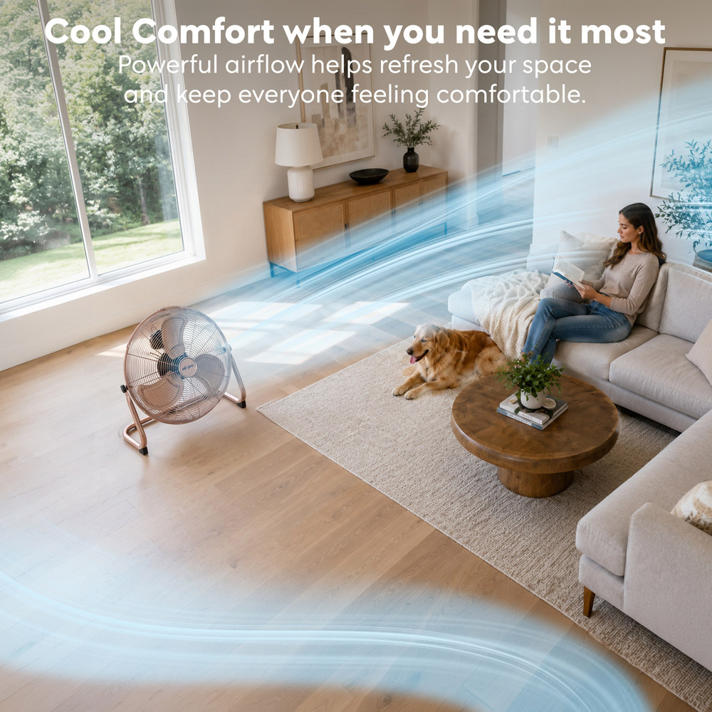 Air Pro Copper 3 Speed Powerful Air Cooling and Circulating Floor Fan 20 inch Image 3