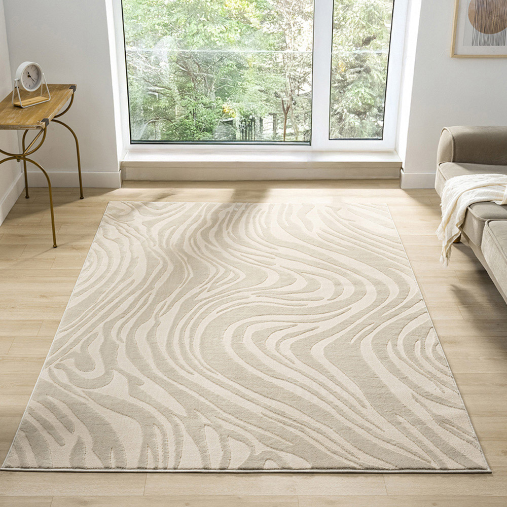 Desire Rugs Vellure Cream Metallic Sheen Marble Design Rug 120 x 170cm Image 2