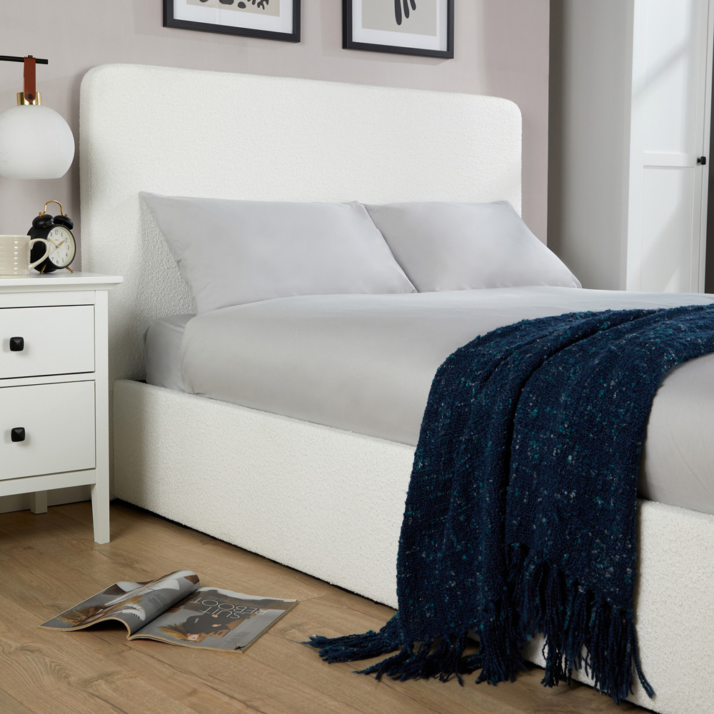 Home Source Serenity King Size Boucle Gas Lift Ottoman Storage Bed Image 3