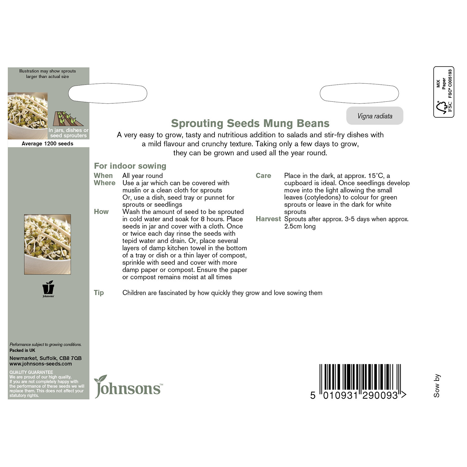 Johnsons Sprouting Mung Bean Seeds Image 3