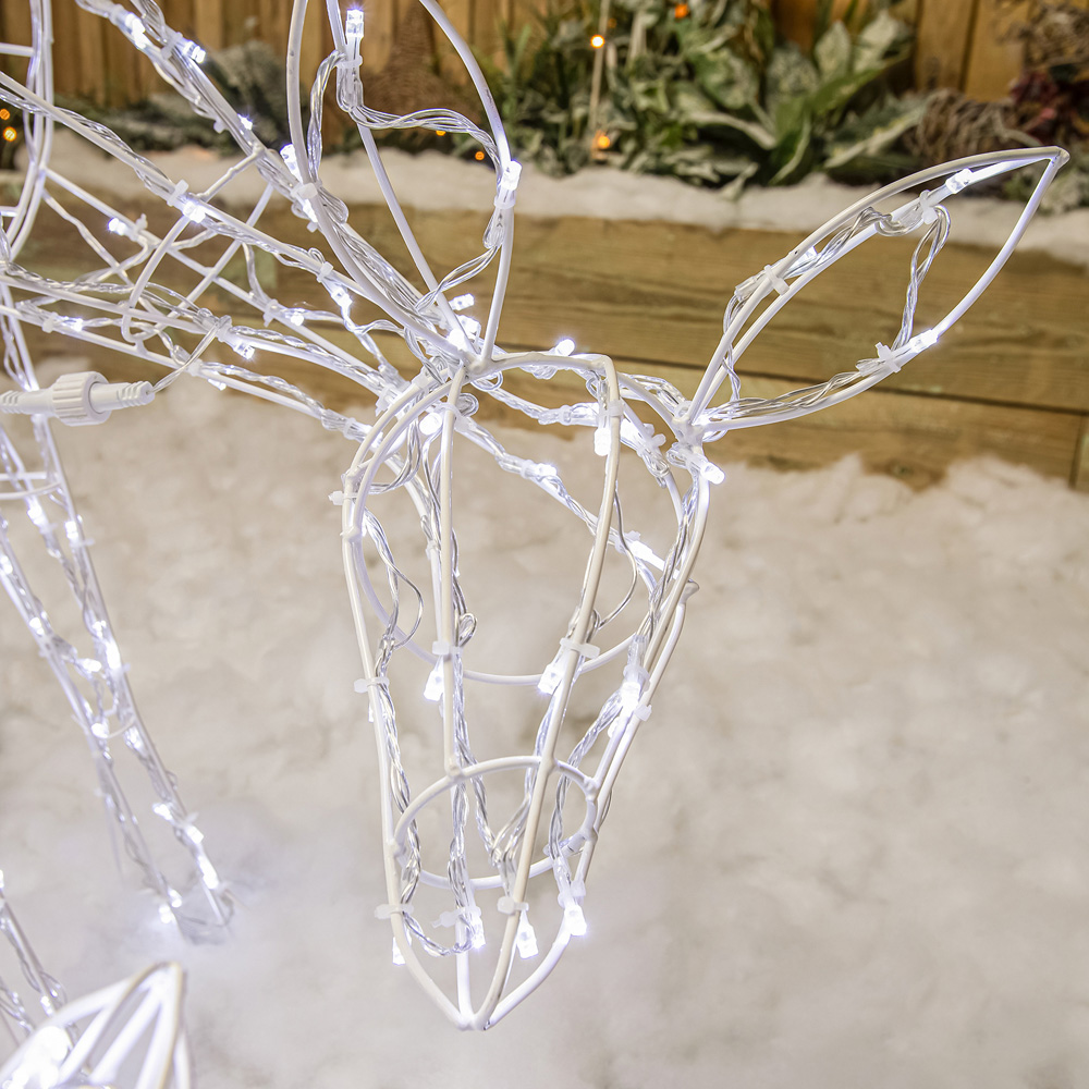 The Christmas Centre 250 LED White Wire Light-Up Mother and Baby Reindeer Set 3.2ft Image 6