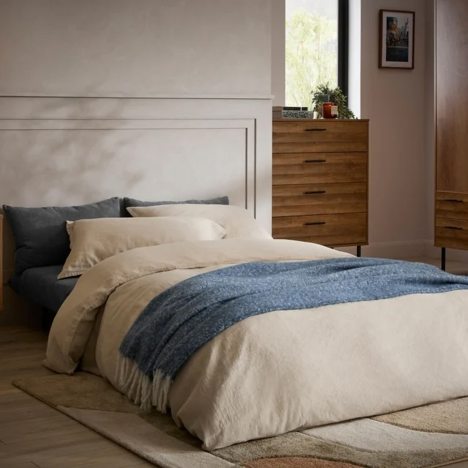 Boston Geo Chenille Sofa Bed - Mid Grey Image 2