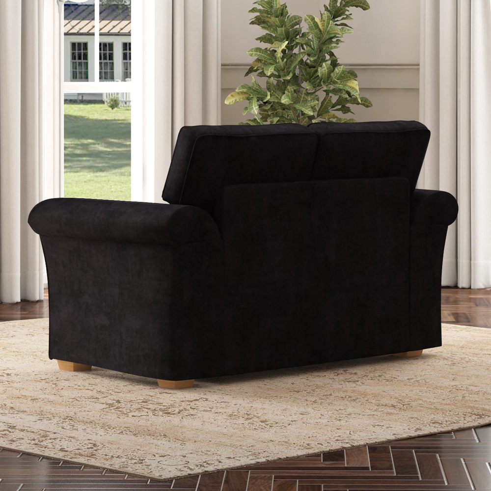 Castleacre 2 Seater Ebony Plush Velvet Fixed Back Sofa Image 6