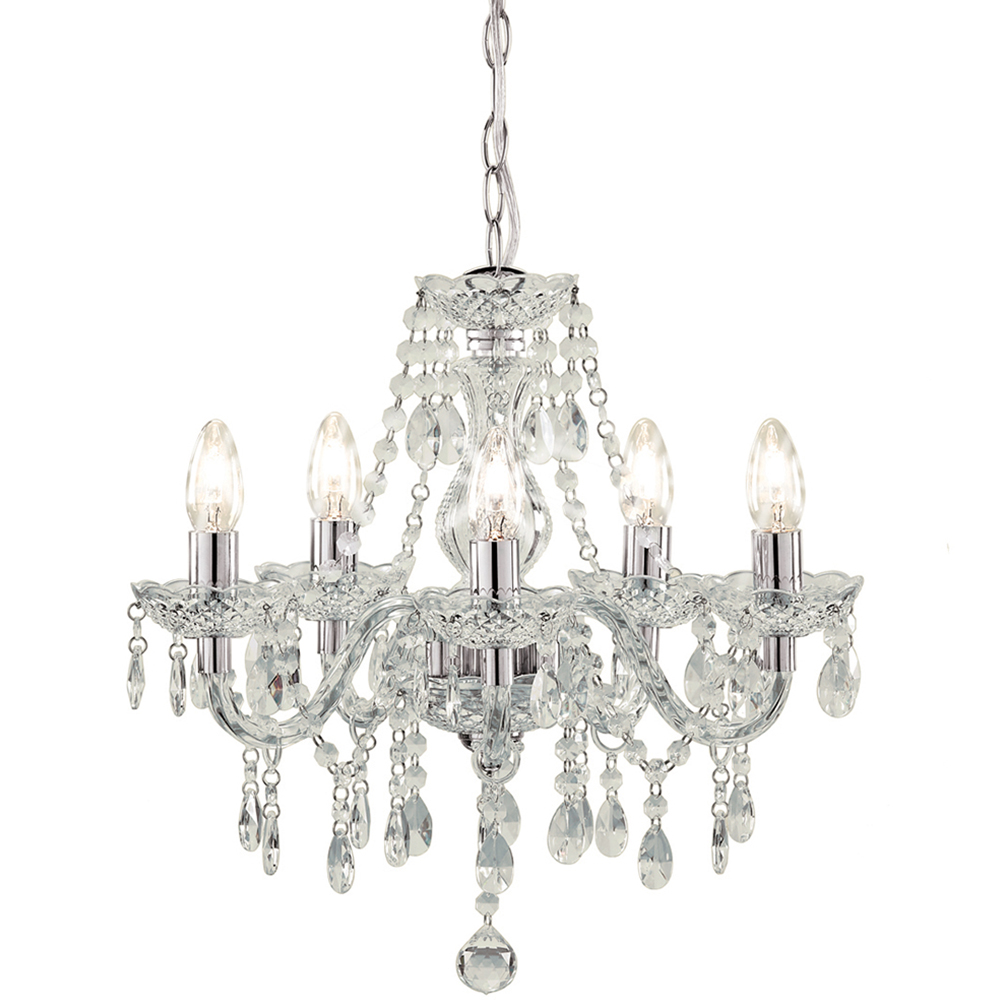 Kliving Tuscany 5 Light Clear Acrylic Droplets Ceiling Chandelier Image 1