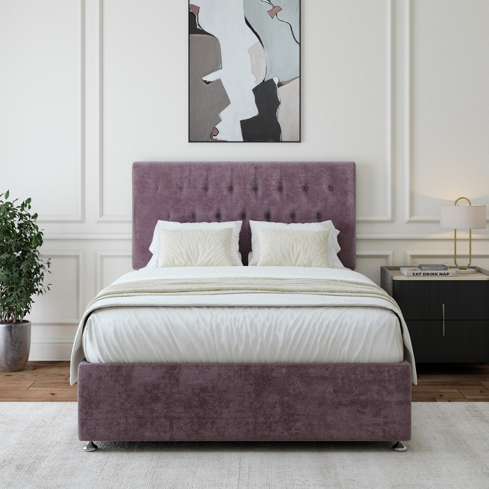 Bedmaster Super King Mauve Naples Linen Divan Base with Lona Headboard Image 3