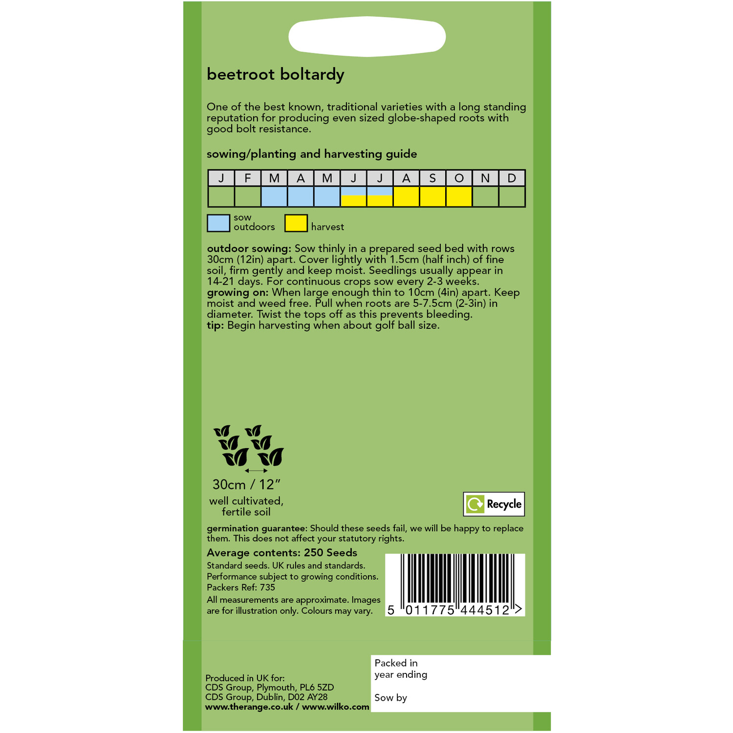 Wilko Beetroot Boltardy Seeds Image 2