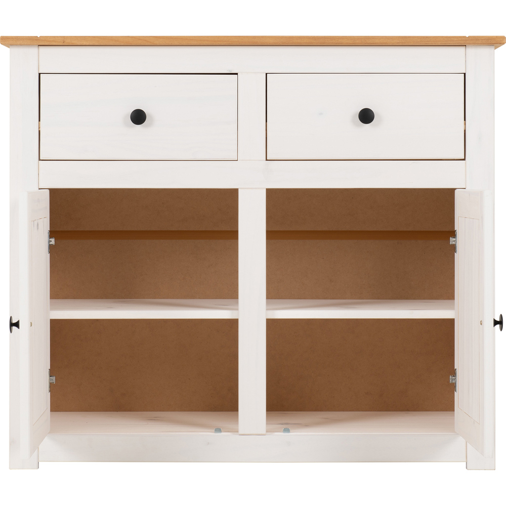 Seconique Panama 2 Door 2 Drawer White and Natural Wax Sideboard Image 5
