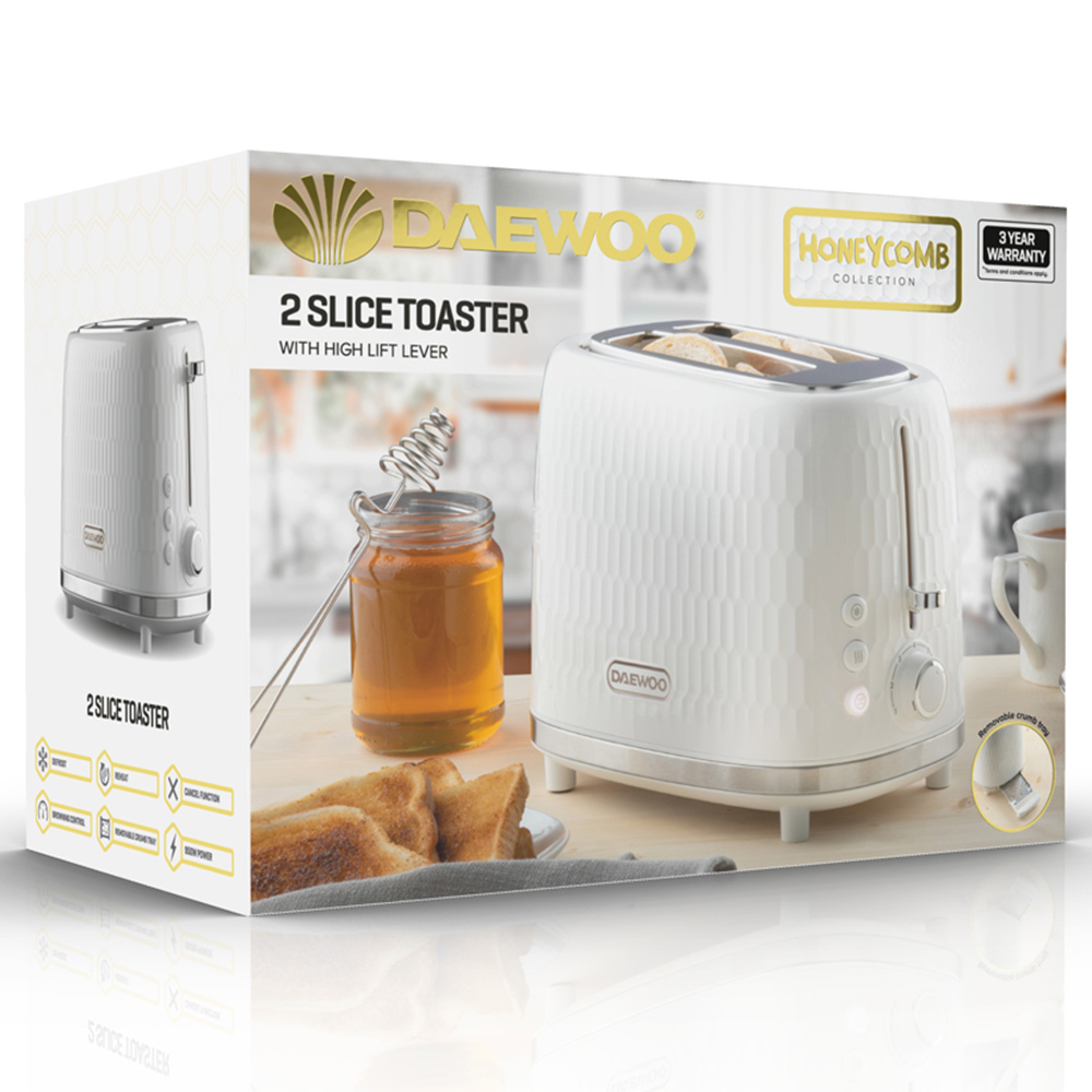 Daewoo Honeycomb White 2 Slice Toaster Image 5