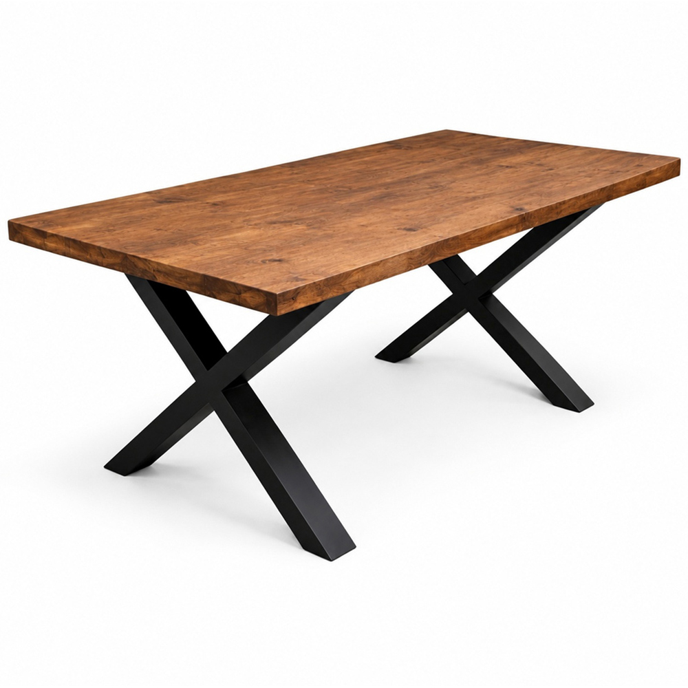 Homebase Walnut Brown 4 Seater Sleek and Slender Rustic Dining Table 90 x 120cm Image 2