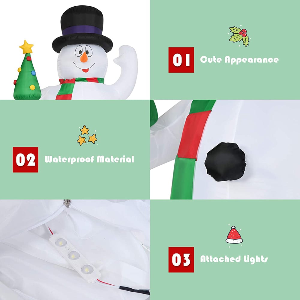 Costway Snowman LED Inflatable Outdoor Christmas Decoration 7.9ft Image 8