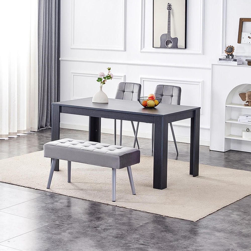 Kosy Koala 4 Seater Dining Set with Bench Dark Grey and Grey Velvet Image 4