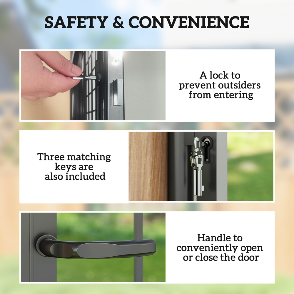 Outsunny 6.7 x 3.4ft Black Galvanised Steel Garden Fence Gate with Lock Image 7