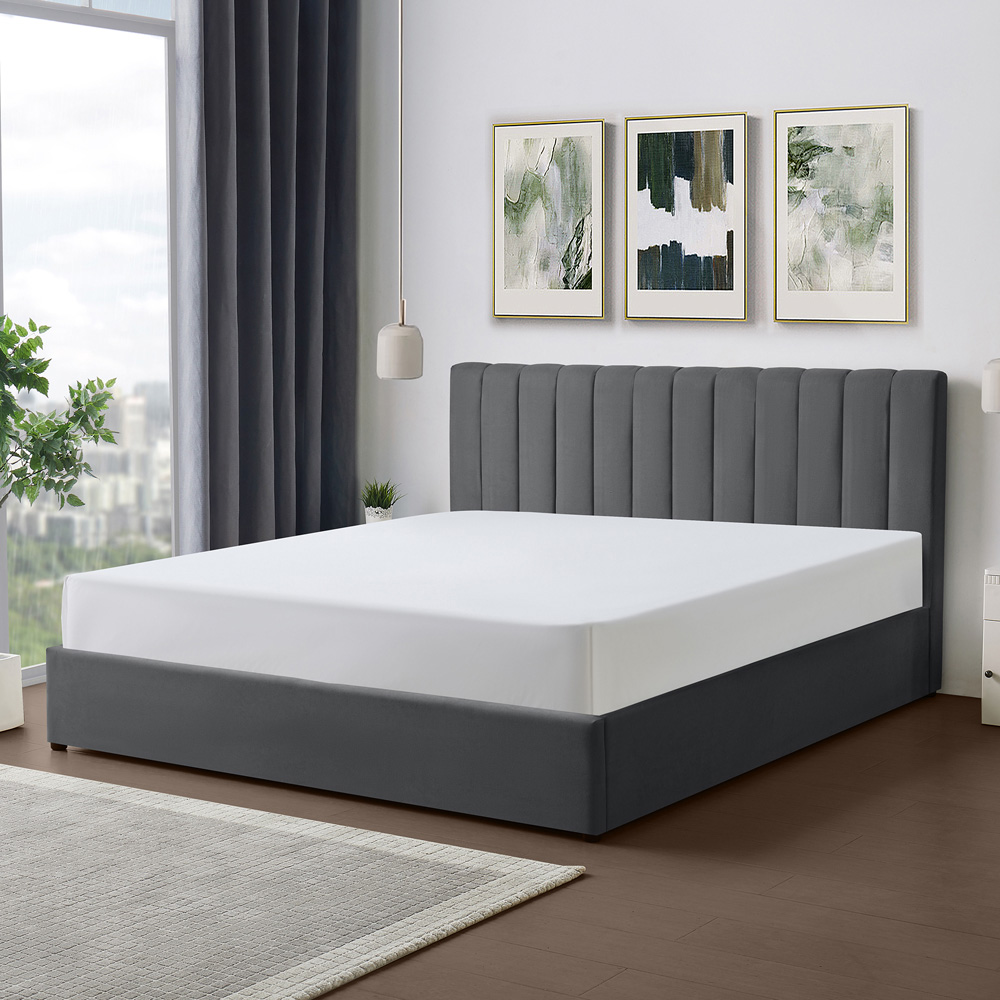 Brooklyn Evelynne Super King Dark Grey Linen Ottoman Bed Image 4