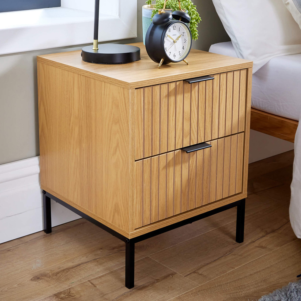 Home Source Wisbech 2 Drawer Wooden Bedside Table Image 7
