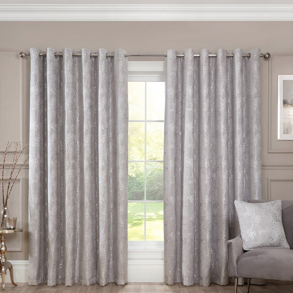 Grace Chenille Curtain Grey 168cm 183cm Image 2