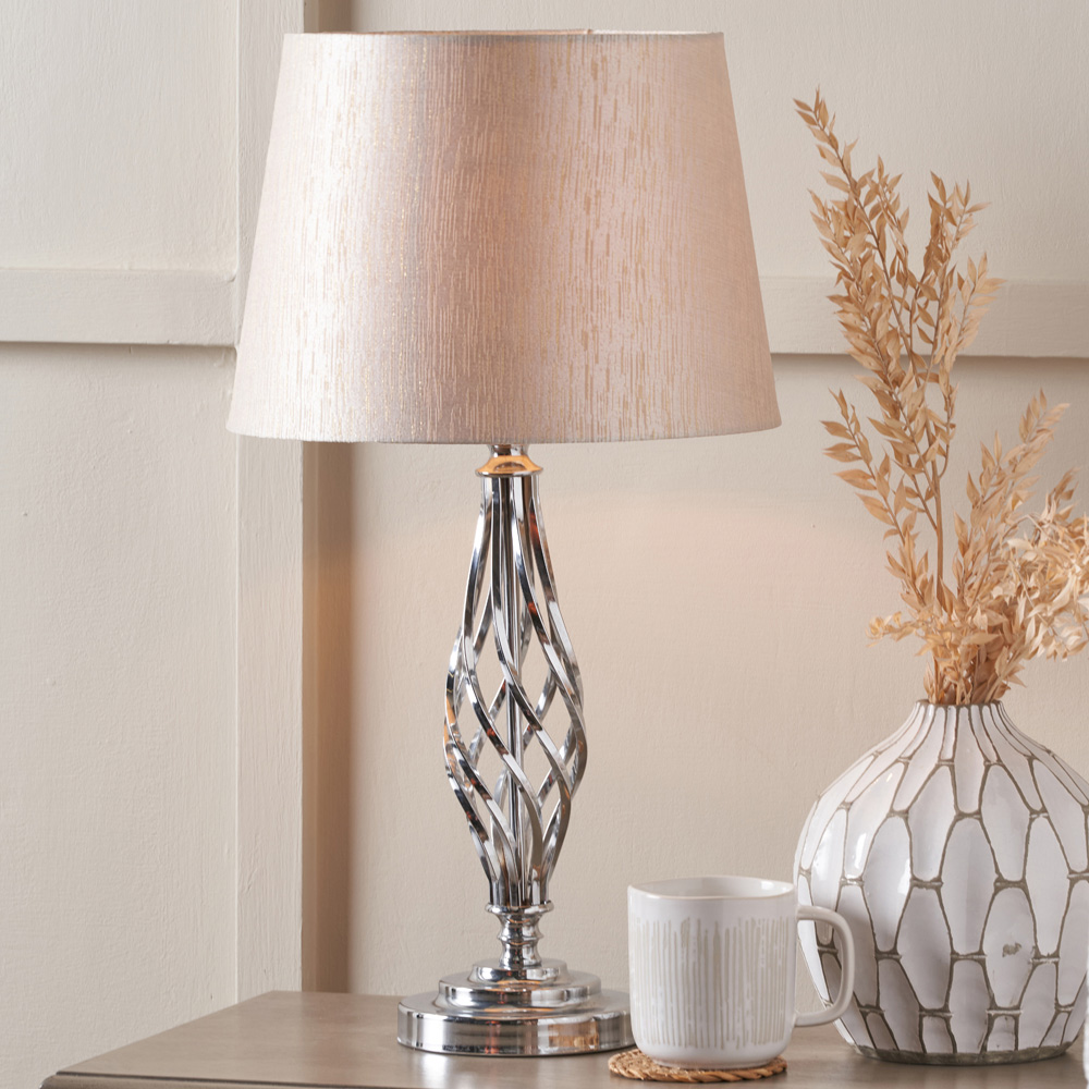 Pacific Lifestyle Jenna Silver Metal Twist Table Lamp Image 2