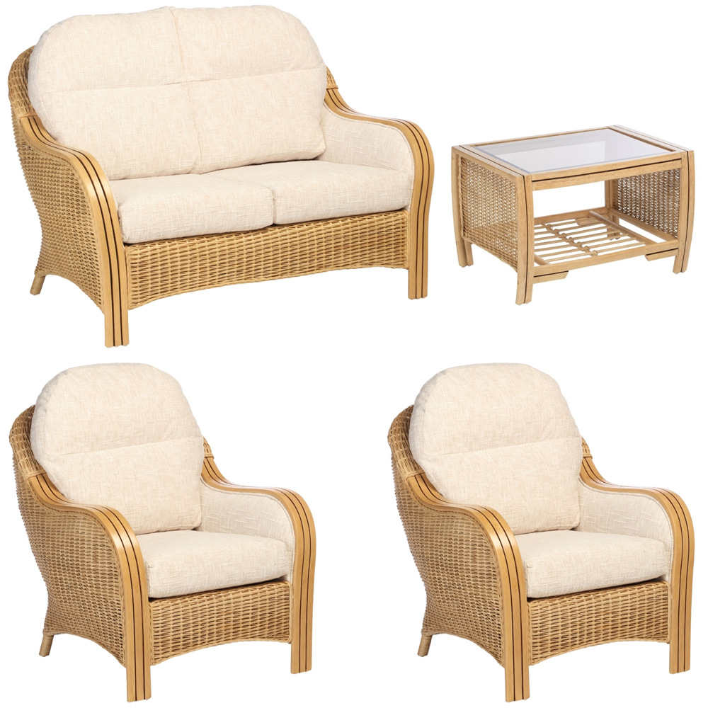 Desser Furniture Centurion 4 Seater Cotton Cream Sofa Set Image 2