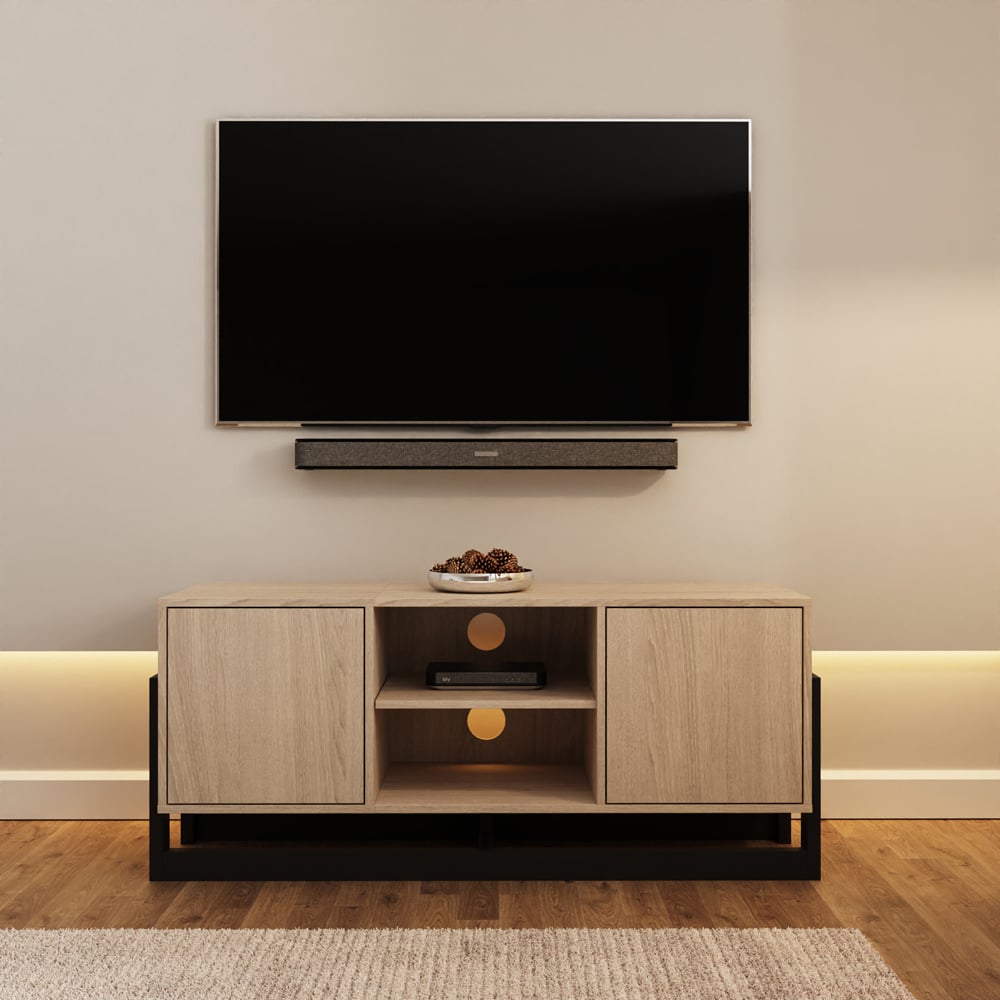 GFW Taite 2 Door 2 Shelf Oak TV Unit Image 8