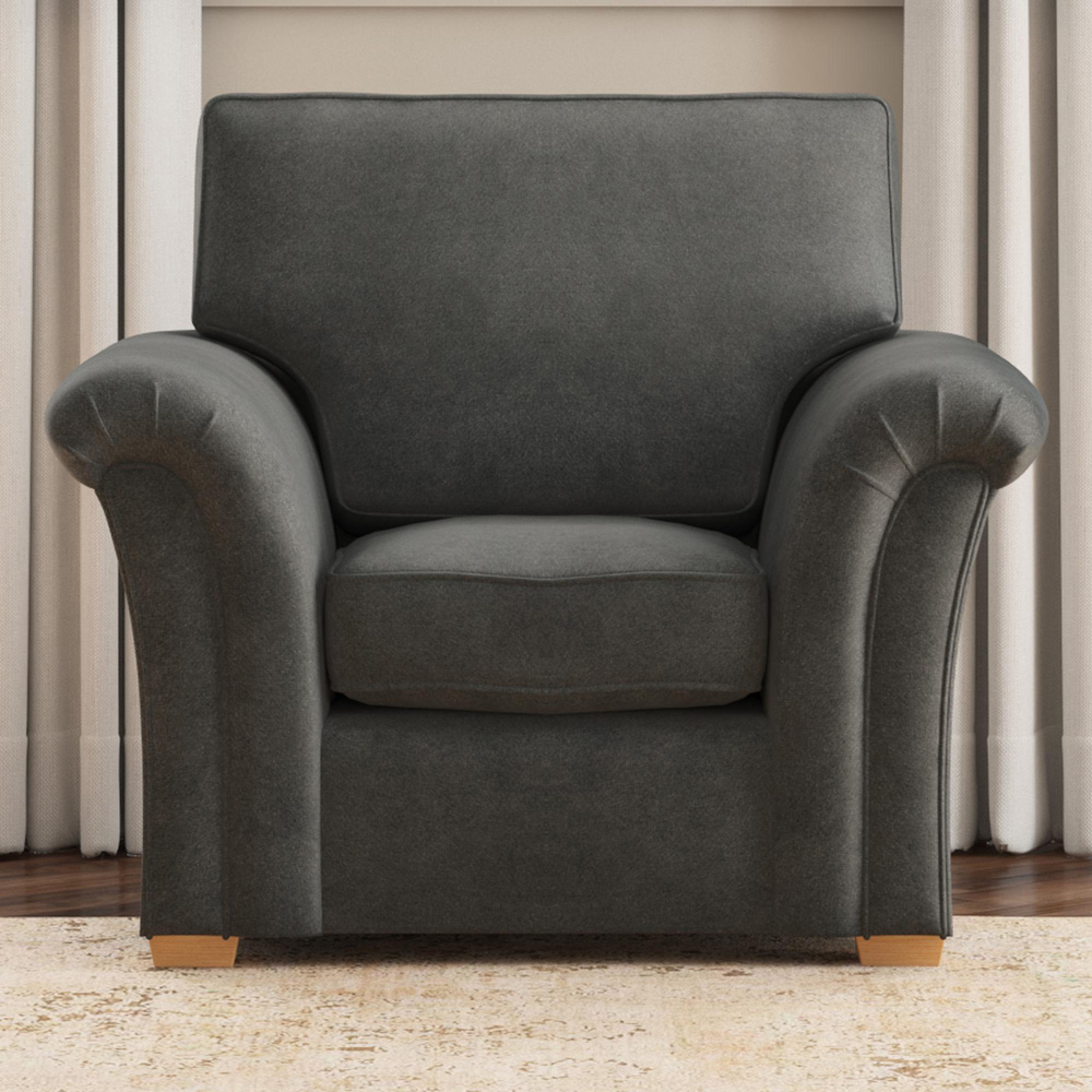 Castleacre Steel Plush Velvet Fixed Back Armchair Image 5