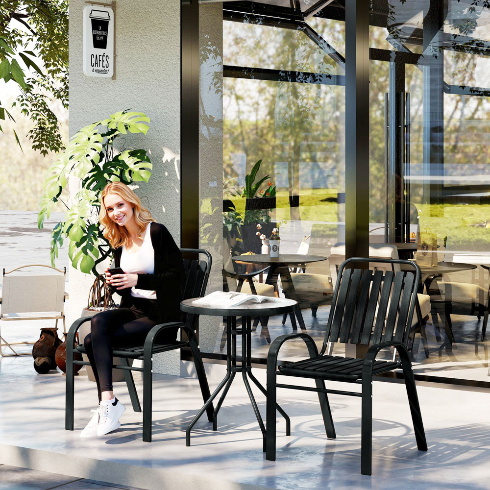 Outsunny 2 Seater Grey Stackable Bistro Set  Image 3