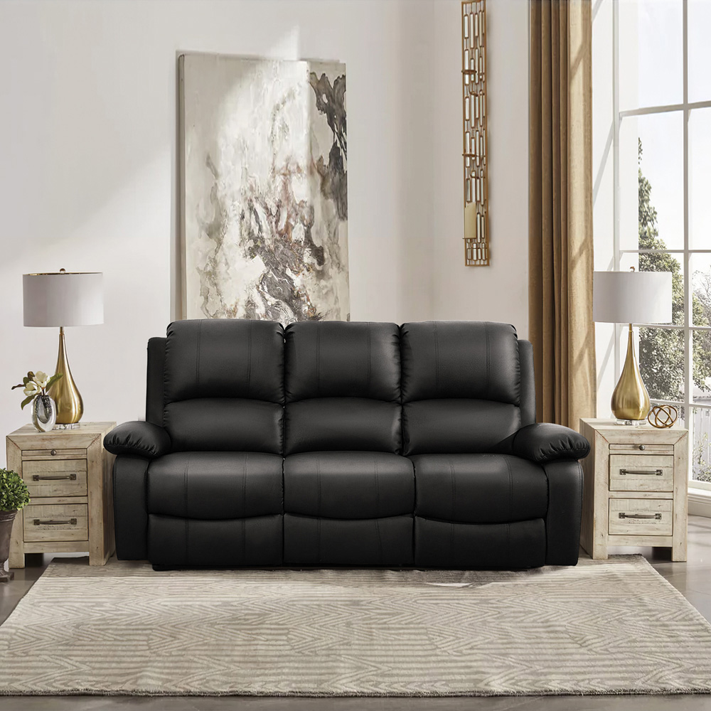 Comfy Living 3 Seater Black PU Leather Electric Recliner Sofa Image 7