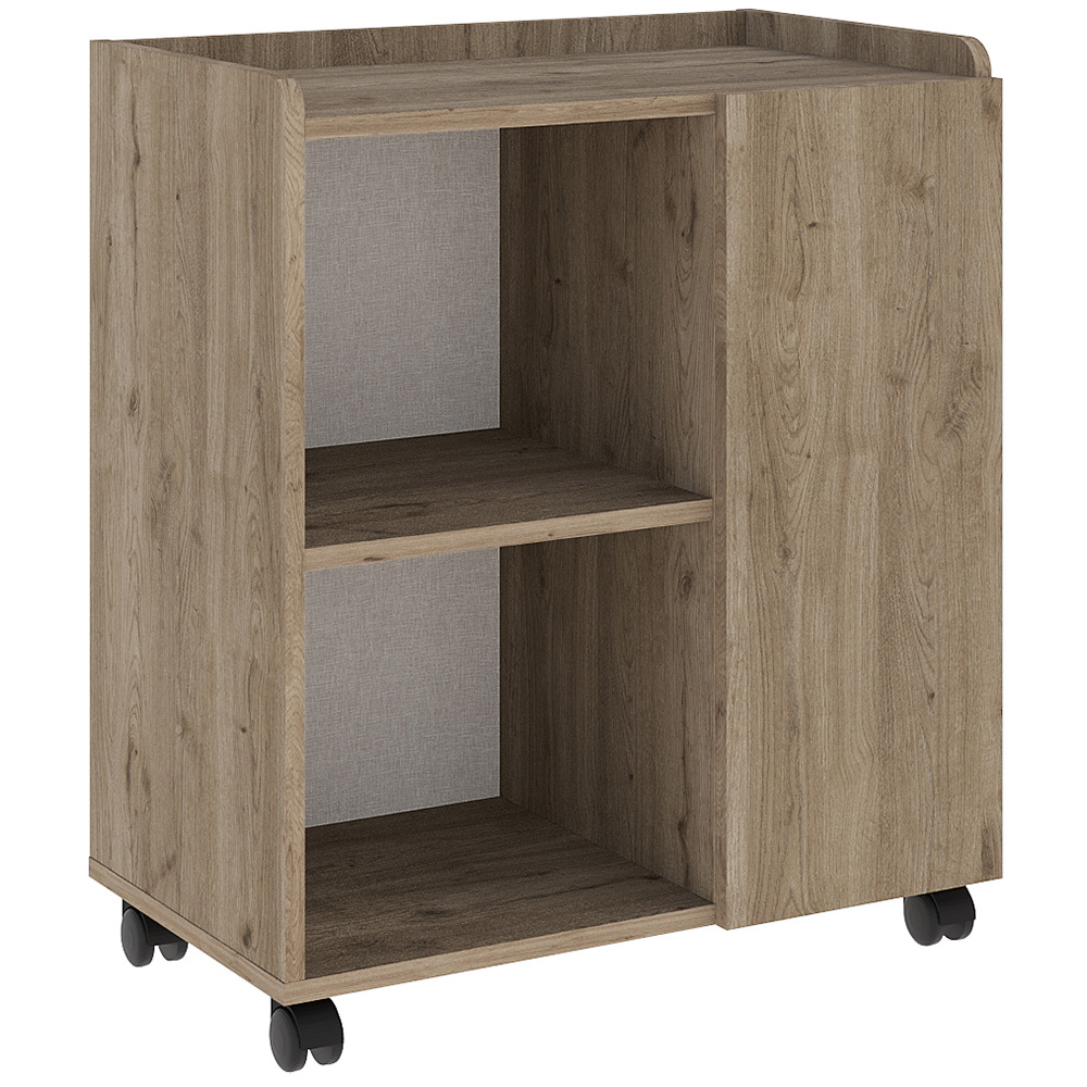 Decortie Zeo Single Door 2 Shelf Oak Effect Mobile Storage Unit with Castors Image 2