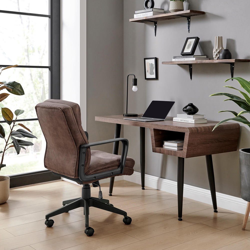 Furniturebox Racicot Brown Faux Leather Office Chair Image 7