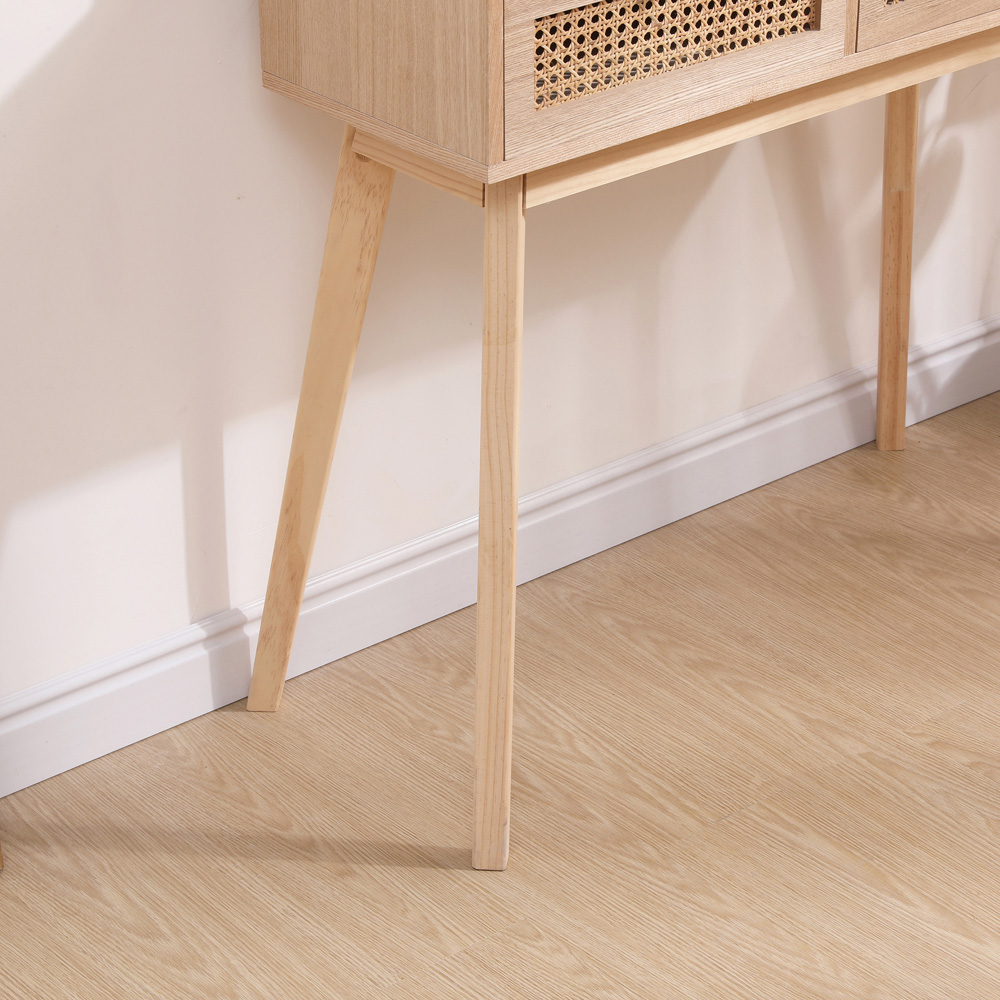 FurnitureHMD 2 Drawer Natural Rattan Weaving Console Table Image 8